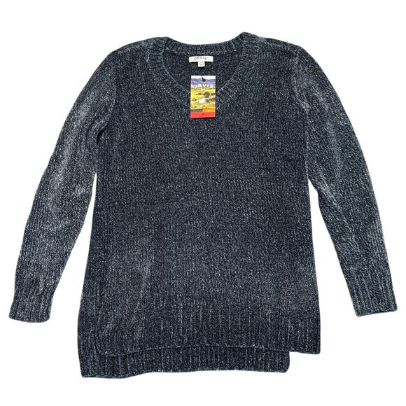 Orvis Chenille Marbled Navy Soft Cozy Sweater Size Medium - Picture 5 of 5